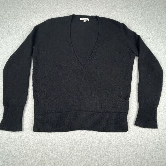 Madewell Womens Sz S Sweater V-Neck Faux Wrap‎ Long Sleeve Wool Alpaca Blend - Picture 1 of 7